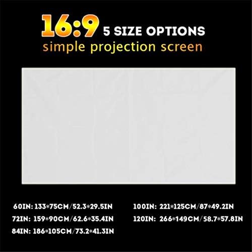 FZZDP 3D Wallид монтиран Проекциски екран на платно предводена од проектор со голема осветленост 120 инчи-60inch за домашно кино