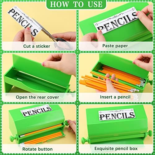Диспензерот за моливи за училница Зелена акрилна диспензерка држач за тркалање копчиња за складирање на моливи за наставници за ученици