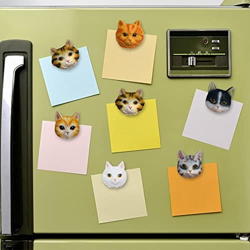 Магнети за фрижидер од 6 парчиња декоративни магнети за храна, силни магнети против гребење, симпатична сет на магнет со фрижидер, магнети со цртани мачки за ладил