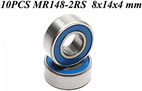 SUTK 10PCS ABEC-5 MR148-2RS MR148 2RS MR148 RS MR148RS 8x14x4 mm сина гума запечатена минијатурна квалитет на топката со длабоки жлебови