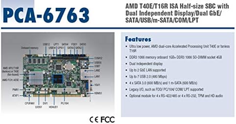 AMD T40E / T16R ISA Половина Големина SBC Со Двоен Независен Дисплеј/Двојна GbE/SATA/USB/m-SATA/COM/LPT