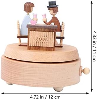 Ylyajy дрвена музичка кутија рачно изработена убава loveубовна двојка механичка музика мелодиска кутија за ден на в Valentубените,