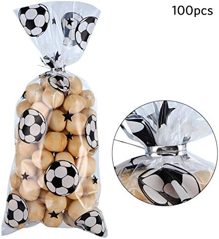 100 Парчиња Фудбалски Торби За Лекување Торби За Подароци, Фудбалска Забава Фаворизира Торба За Термички Запечатување Торби За Бонбони