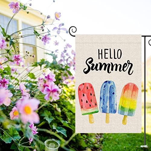 Роберли здраво летно градинарско знаме со двојно еднострано попсикули сладолед црвено сино виножито вертикално банер за подароци за летни украси