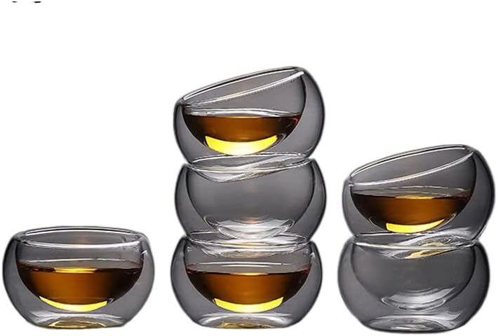 Лемаил перика Транспарентно стакло топлинско изолирани двослојни мали чаши за чај 6 пакувајте анти-врел мали чаши66子子