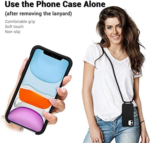 Jiatay за iPhone 14 Pro Max Case со телефонски ландери, силиконски универзален ланјард, прилагодлив заштитени случаи на вратот, за iPhone 14