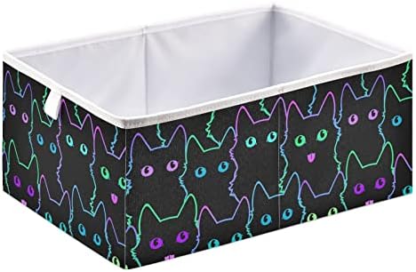 Корпи за складирање на црна мачка со црна мачка Големи правоаголни корпи за отпадоци за организирање на Организатор за складирање на ткаенини