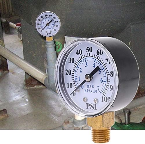 Добро мерач на притисок на пумпата 1/4 '' NPT Thread 0-100 PSI 0-7 Бар Воден гас монитор на притисок на гас Мерка висока точност