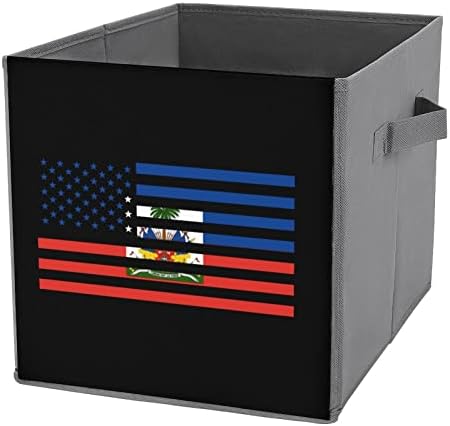 Американско Знаме На Хаити Склопувачки Корпи За Складирање Коцки Организатор Трендовски Кутии За Складирање Ткаенини Вметнува Фиоки За