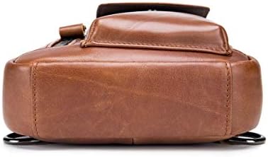 Bullcaptain оригинален кожен прашка ранец со мулти-џебна торба за градите на градите Ден пакет со дупка за слушалки XB-121