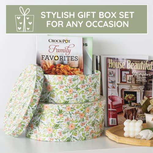 Души и ленти диви цвеќиња овални кутии за складирање за домашен декор - сет од 2: цветни кутии за подароци со капаци за подароци, декоративни