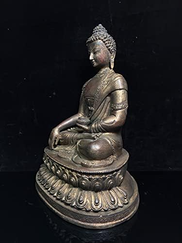 13 Трејт Храмот стар бронзен лак Cinnabar Shakyamuni фармацевт Буда седејќи Буда го зафаќа Буда