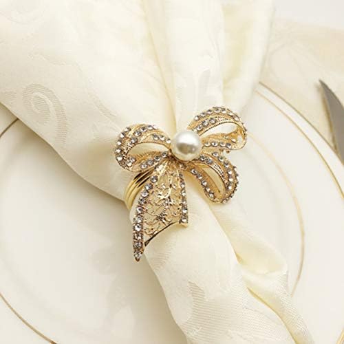 Прстени од салфетка Doitool 2 парчиња легура со дијамантски лак-јазол прстен рачно изработен исклучителен држач за салфетка за салфетка за хотелска свадбена забава за