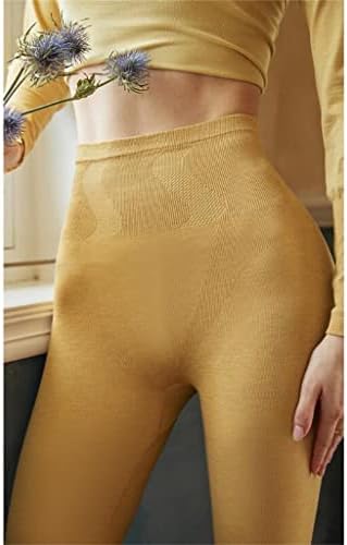 Yfqhdd дами термичка долна облека есен зимска топла пижами постави тенок висок еластичен долг (боја: жолта, големина