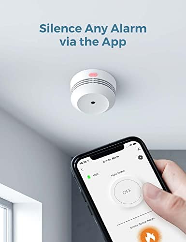 Детектор за чад од Wi-Fi, AgeSislink безжичен аларм за чад од паметен оган со контрола на апликацијата, заменлива литиумска батерија,