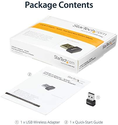 Startech.com Безжичен USB WiFi адаптер - Двојна лента AC600 безжичен dongle - 2,4GHz / 5GHz - 802.11AC Wi -Fi лаптоп адаптер
