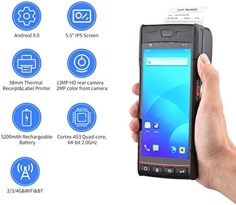 Huiop Handheld PDA терминал, рачен POS приемни печатач Android 9.0 PDA Терминален поддршка Глобална позиција Систем 4G WiFi BT комуникација со