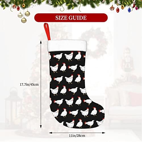 Cutedwarf бело пилешко Кристама чорапи Божиќни украси на дрво Божиќни чорапи за Божиќни празнични забави подароци 18-инчи