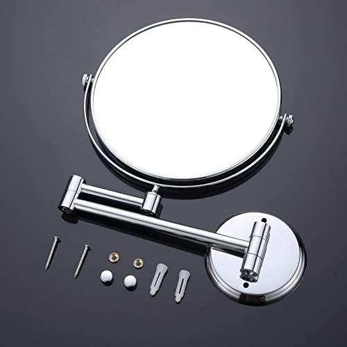 8-инчен wallиден монтиран огледало за шминка, двострано огледало за монтирање на wallидот, 360 степени на огледало за бања, 5x зголемување,