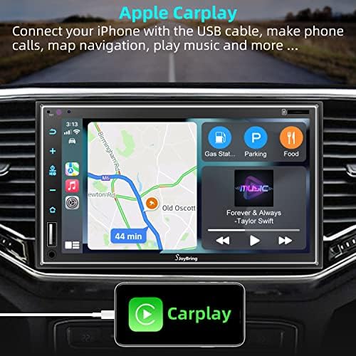 Автомобил Стерео Со Apple Carplay-7 Целосен Допир Hd Капацитивен Екран Двојно Din Автомобил Радио Со FM/AM, Телефон Огледало Линк,