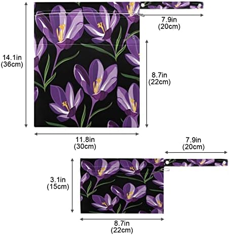 Ксигуа Пролет Виолетови Цвеќиња Водоотпорна Влажна Кеса за Платнена Пелена За Перење Влажни Суви Кеси За Повеќекратна Употреба