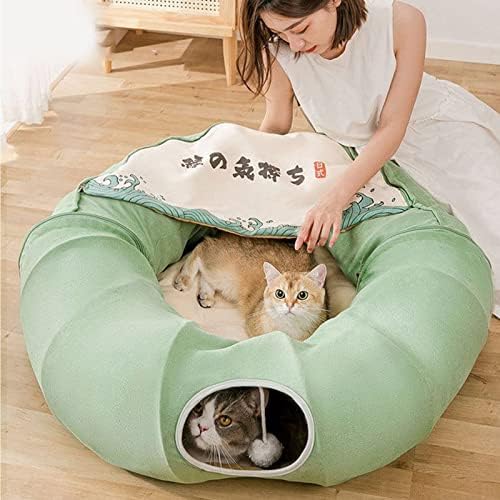 Tshy Cat Bed Tunnel склопувачки отстранлив мачки тунел цевка ПЕТ ИНТЕРАКТИВНИ Играчки играчки со кадифни топки за мачки кутре ПЕТ СОДРИНА