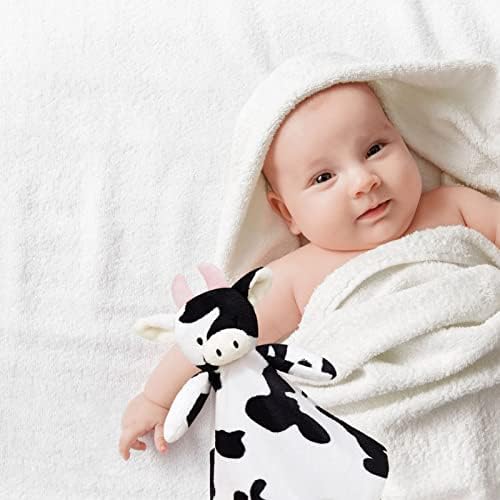 Doindute Бебе крава меко полнето животно безбедносно ќебе, кадифен кравски лик loveубовно ќебе, бебе туш/расадник подарок, кукаво новороденче, новороденче, дете што го ра