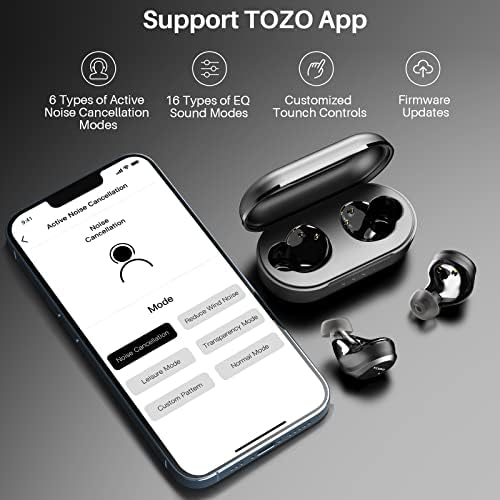TOZO NC9 PRO 2022 верзија Хибриден активен шум откажува безжични ушни уши IPX6 водоотпорен Bluetooth во слушалки за уво Bluetooth