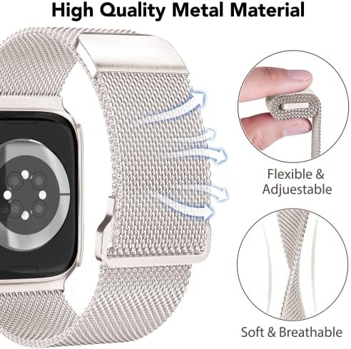 Starlight Магнетни 44mm Бенд Со Случај, Компатибилен Со Apple Watch Band 44mm, Нерѓосувачки Челик Mesh Milanese, Прилагодлив и Удобен Бенд За Apple
