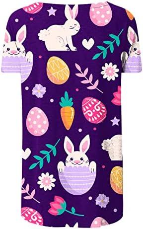 xipcokm Среќни велигденски маички за жени зајаче јајца графички раглански ракави маица лабава лесна обична тунична врвови околу пулвер на вратот
