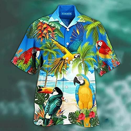 XXBR машки хавајски кошули со кратки ракави графички печатено копче надолу гроздобер врвови летен одмор обичен кошула на плажа
