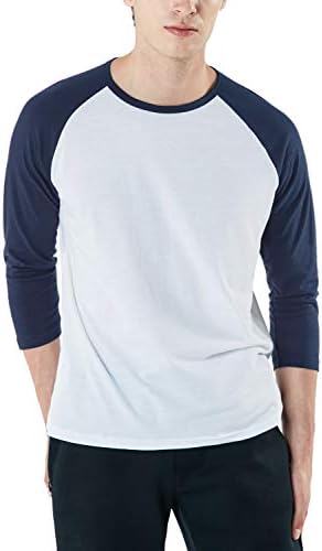 Машки бејзбол кошули од 3/4 ракави, обични динамични памучни маици со рагла, атлетски спортови кошула топки топки