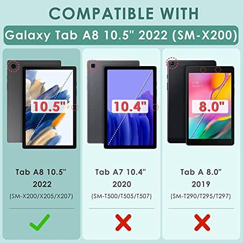 Samsung Galaxy Tab A8 10,5-инчен случај, ултра-тенок мулти-агол заграда на целото тело со функција за будење/спиење, за Samsung Galaxy