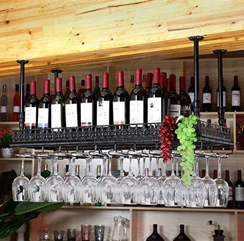 Решетка за вино FOVKP, бар, ресторан, виси, решетка за вино со вино, железо висино вино за складирање на стакло за складирање на