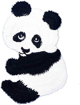 Графичка прашина симпатична панда извезено железо на лепенка loveубов слатка симпатична црна бела диви животински ранец ранец