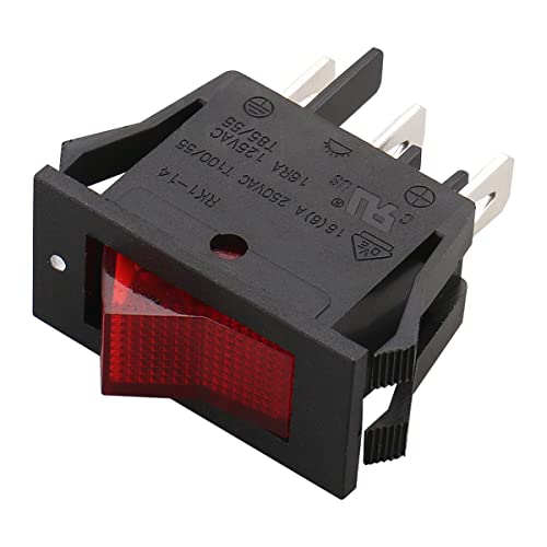 Baomain Rocker Switch 15A/250V 20A/125V AC Црвена Неонска Светилка За Вклучување/Исклучување SPST Брод Пакет од 5