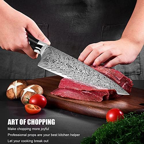 Нож за професионален готвач на Аерена-8 инчи кујнски ножеви, X50Cr15mov висок не'рѓосувачки јаглерод, ножеви за готвење со исклучителна обвивка