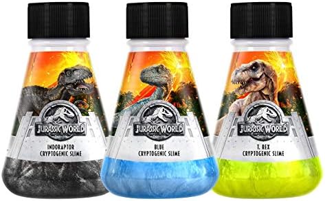 Jurassic World 12 Pack Slime, Dinosaur Slime, T-Rex, Velociraptor и Indorapter, Cryptogenic Slime, 5oz шишиња, Jurassic World Fallen Kingdom
