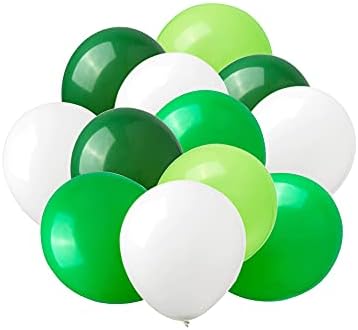 Лфидм Латекс Балон 100 парчиња 12 инчи: Бели И Бледо Зелени И Темно Зелени И Црно Зелени Латекс Балони
