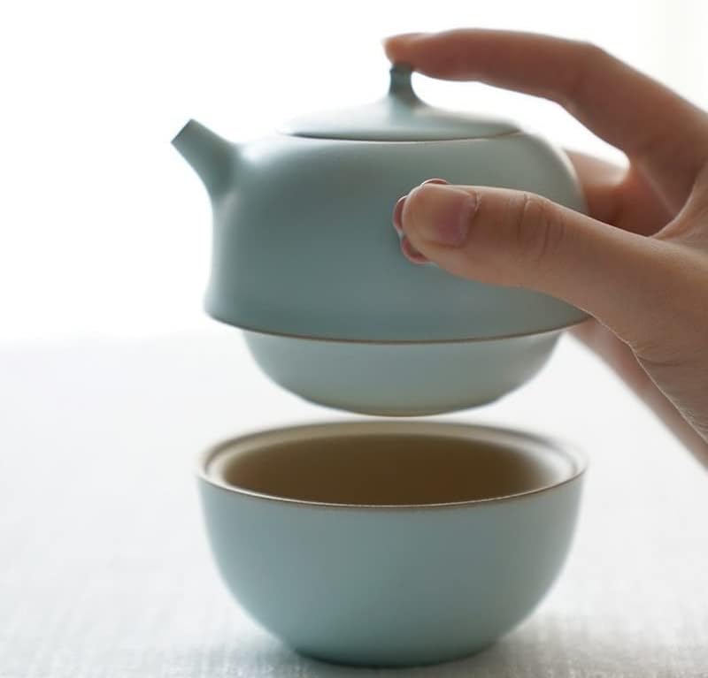 ZLXDP преносен сет керамички чај сет керамички отворено домашно патување подарок чај сет дома чај за пиење Подароци