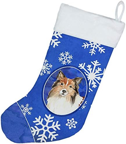 Богатства на Каролина CK3902CS Шелти зимски снегулки Божиќно порибување, камин што виси чорапи Божиќна сезона забава Декорации