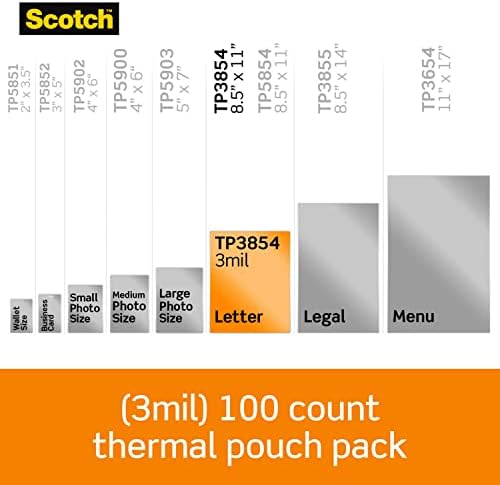 Термички ламинирачки торбички од шкотски, 200-броење-пакет од 1, 8,9 x 11,4 инчи, листови со големина на букви, чисти, 3-мил и шкотски