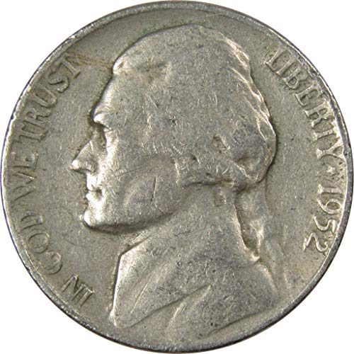 1952 Џеферсон Никел 5 Цент ПАРЧЕ АГ За Добри 5Ц Сад Монета Колекционерски