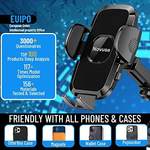 Novuse 2023 Premium Car Телефон за монтирање силиконски вшмукување, без раце, ротација од 360 степени-одговара на iPhone 6-14, Pro,