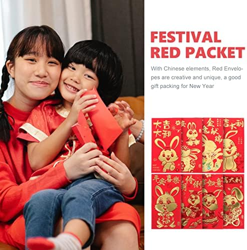 Тојвијан 2023 Нова Година Зајак Црвени Пликови 48 ПАРЧИЊА Плик За Среќа Кинески Црвени Пликови - Кинеска Нова Година 2023 Картички За Зајаци-Новогодишен