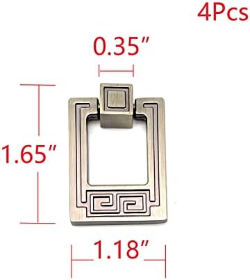Santousi Square Ring Recling Рачки за влечење кабинет влече прстени 42 x 30 x 9 mm Антички мебел рачка врата влече бронзена фиока за фиоки Повлечете ја рачката на копчето за копче од 4
