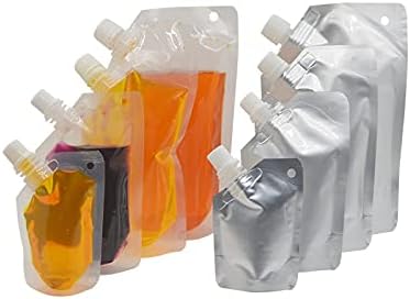 NATX 20Pcs 3.38 oz Коси Алуминиумска Фолија Пластична Кеса За Испуштање Стојат Торбички За Пакување Течна Кеса Преносна Торба За Смути Тешки