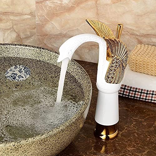 Yccuza бања садови за мијалник за мијалник лебед бел со златна тапа за бања за садови за мијалник со една рачка со миксер за миксери со миксери