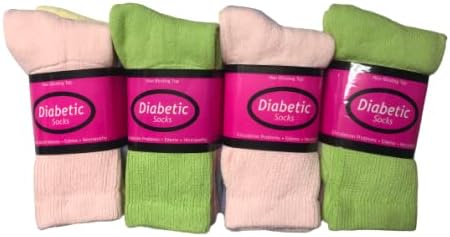 12 пар дами разнобојни чорапи со дијабетична екипа, со големина 9-11, направена во САД.