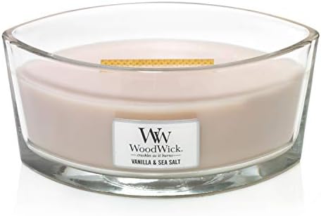 Миризлива свеќа на Вудвик Елипс, трилогија на брегот, 16oz | До 50 часа изгорете време и миризлива свеќа од елипса, ванила и морска
